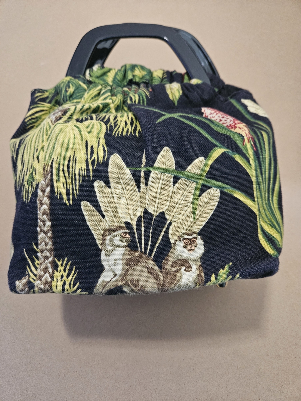 Women’s Black Tropical Print Handmade Purse